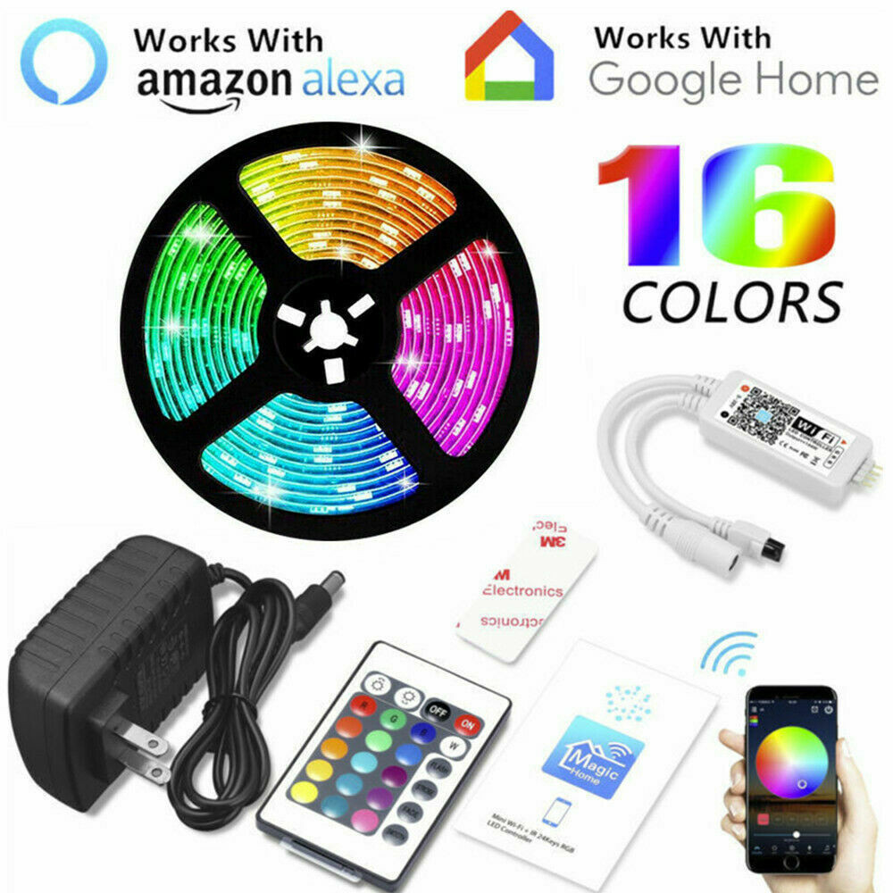16.4' 5050 RGB Waterproof LED Strip Light SMD Kit Bluetooth WiFi Phone Controll