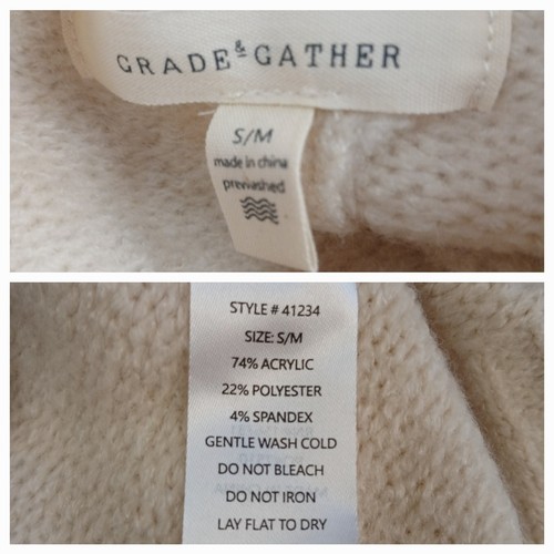 Grade & Gather Women's SZ S/M Poncho Sweater With Fringe Ivory Style 41234 - Picture 4 of 4