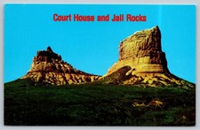 Court House and Jail Rocks Nebraska Scenic Postcard Made in USA