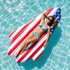 70" American Flag Pool Floats Adult, Inflatable Tanning Pool Raft, Patriotic Roc
