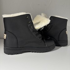 Black Faux Fur Lined Women s Snow Boots