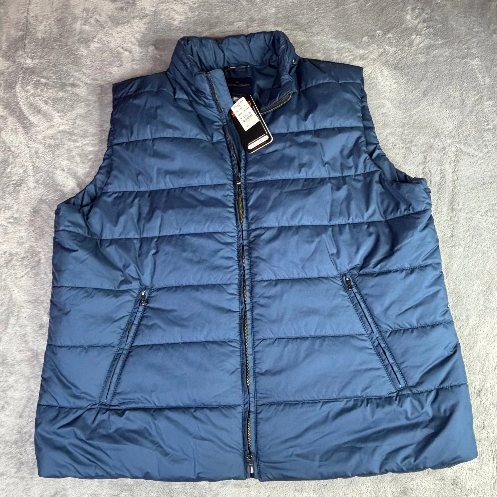 Brooks Brothers Puffer Vest Men XXL Navy Blue Thermore Ecodown Quilted Full Zip