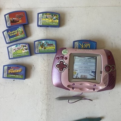 LeapFrog LEAPSTER Learning Game System Handheld Console Purple Pink Works 7 Game