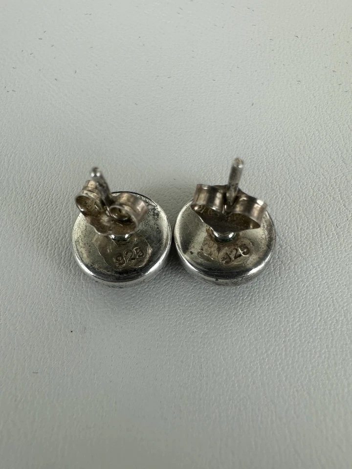 Orecchini A Perno Vintage In Argento Sterling Con Cerchio E Onice Nero - Immagine 3 di 4