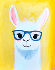 Original Abstract Llama Painting 14x11 Yellow Kids Room Wall Art Signed Canvas — photo 2