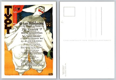 1906 Tivoli Copenhagen Pierrot Clown Poster Art Postcard Vald. Andersen