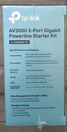 TP-LINK POWERLINE TL-PA9020P Version 4.0 AV2000 STARTER KIT - Afbeelding 4 van 7