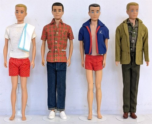 Vintage 60s Barbie Ken Dolls Lot of (4) w/ Outfits by Mattel LOOSE