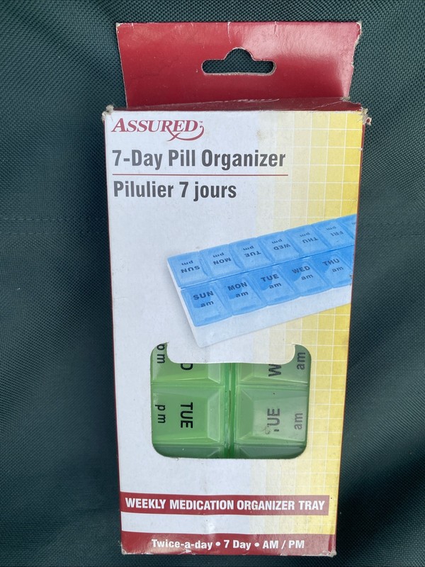 Assured 7- Day Pill Organizer. Weekly Medication Organizer Tray