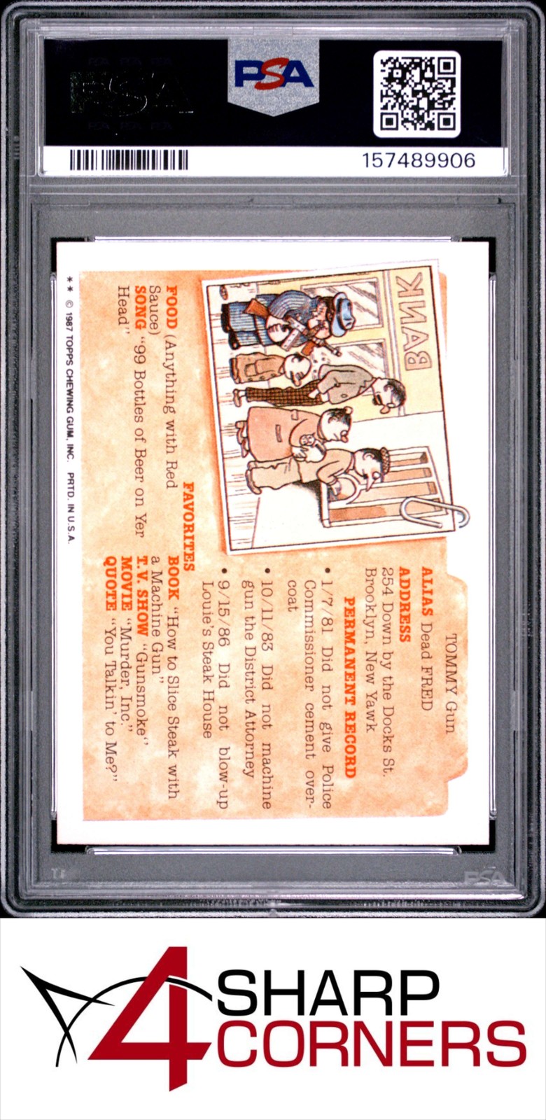 1987 GARBAGE PAIL KIDS STICKERS #291a HOMER RUNT SERIES 7 PSA 10 view 2