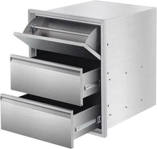 Outdoor Kitchen Drawers 3-Drawer BBQ Access Drawers with Paper Towel Holder