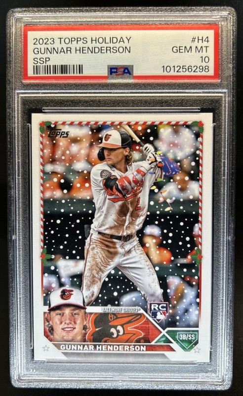2023 Topps Holiday Gunnar Henderson SSP RC Rookie SP VAR #H4c Orioles PSA 10