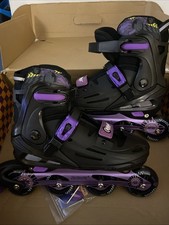 Nattork Adjustable Inline Skates For Kids - Size Large 4-7 - Black/Purple