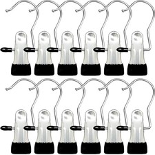 Boot Hangers for Closet, 12 Pack Hanging Hooks 12 Pack, Black, Silver