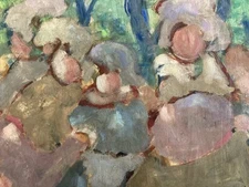 Beautiful Abstract Oil Painting Wood Panel 1950 Abstraction To Identify Art