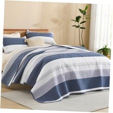 Quilt Queen Size Mineral Blue, Stripe Queen 96 90in 02 - Mineral Blue