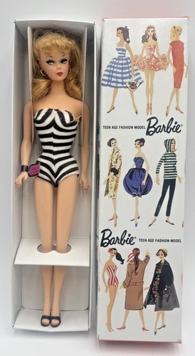 Vintage Barbie BLONDE Ponytail Doll Box Swimsuit 1959 Reproduction 1993