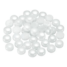 12mm Glass Mosaic Tiles, 200g Round Iridescent Glass Pieces, Pearl White