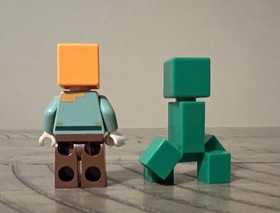 LEGO Minecraft Alex And Creeper Minifigures From Set 21128 The Village