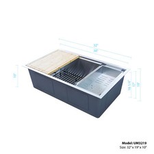 BOANN UM3219-BN Undermount Kitchen Single Bowl Sink - 32 x 19 - BN