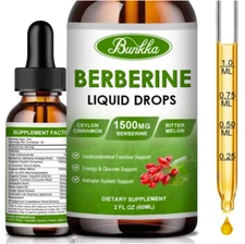 10-in-1 Organic Berberine Liquid Drops Ceylon Cinnamon Bitter Melon Black Seed