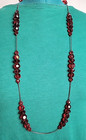 Beaded Necklace Gunmetal Red
