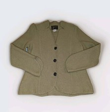 South Wool Vintage Jacket Green Long Sleeve Blazer Button Front S Knit 100% Pure