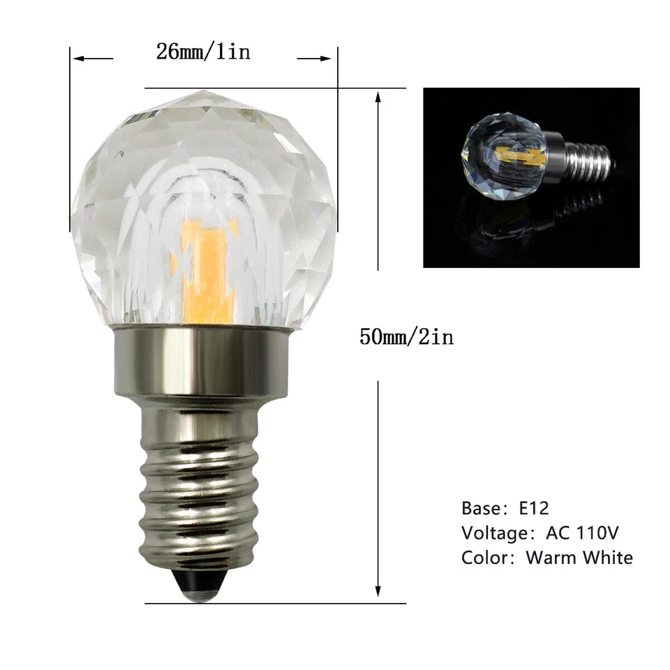 E12 C7 K9 Crystal LED Bulb Lamp 1505 COB+2835SMD 220V 240V 4W Crystal Light Y - Image 4 of 4