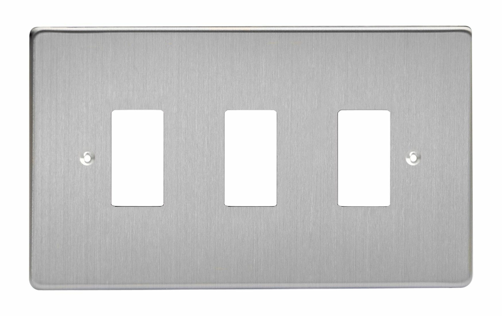 Varilight XDSPG3 PowerGrid Brushed Steel 3 Gang Grid Plate (Twin Plate)