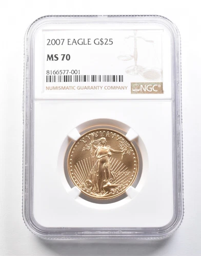 2007 $25 American Gold Eagle 1/2 Oz Gold MS70 NGC *7651