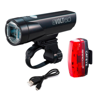 Cateye Gvolt 60 LED Fahrradlicht Set mit Rücklicht Rapid Micro G