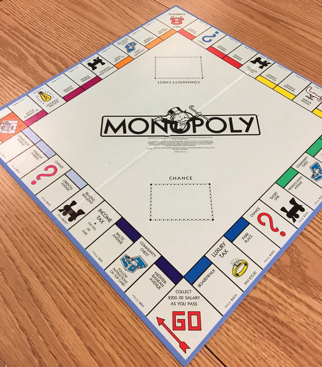 Monopoly Replacement Board Only 1985 Parker Brothers Kenner