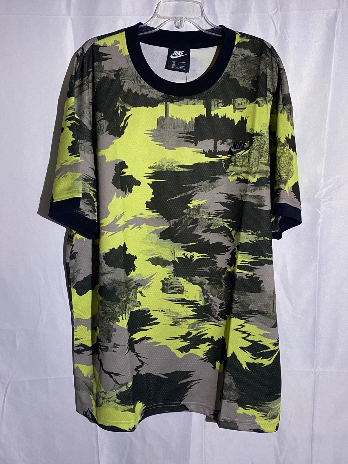 Nike Men's Sportswear Mesh Short-Sleeve Hype Hike Camo Top CU4218 701 $100 Sz L