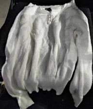 Vintage Women's White Gitano Sweater Size S With Pearl Like Buttons