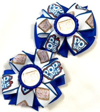 Beautiful Vanilla Pop Tarts Inspired Set of Pigtail hair bows for girls.
