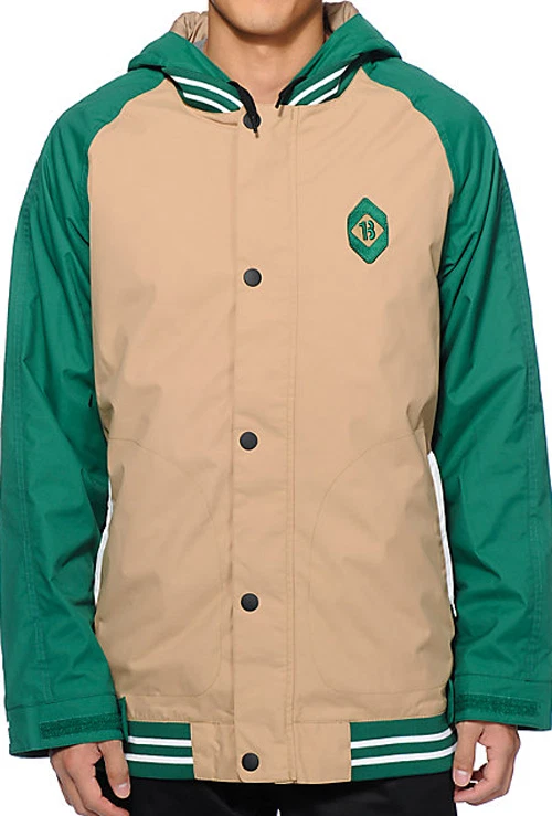 Burton Haze Varsity Jacket Mens Snowboard Ski Insulated Waterproof Coat Tan S L