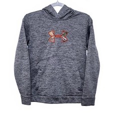 UNDER ARMOUR STORM LOOSE GRAY PULLOVER HOODIE YOUTH LARGE CAMO ORANGE