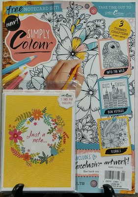 Simply Colour Adult Coloring Book 3 Themed Chapters Notecard FREE SHIPPING sb