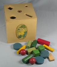 Vtg Babys Treasure Box Wood Shape Puzzle Education Playthings