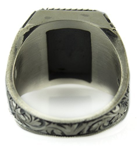 Sterling silver Byzantine Empire ring, Steel pen craft, with amber stone - 第 2/5 張圖片