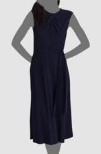 Ralph Lauren Women's Blue Pleated Round Neck Cap Sleeve Self-Tie Dress Size 4