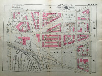1946 WASHINGTON D.C. GARFIELD & FOLGER PARK PROVIDENCE HOSPITAL D ST ATLAS MAP