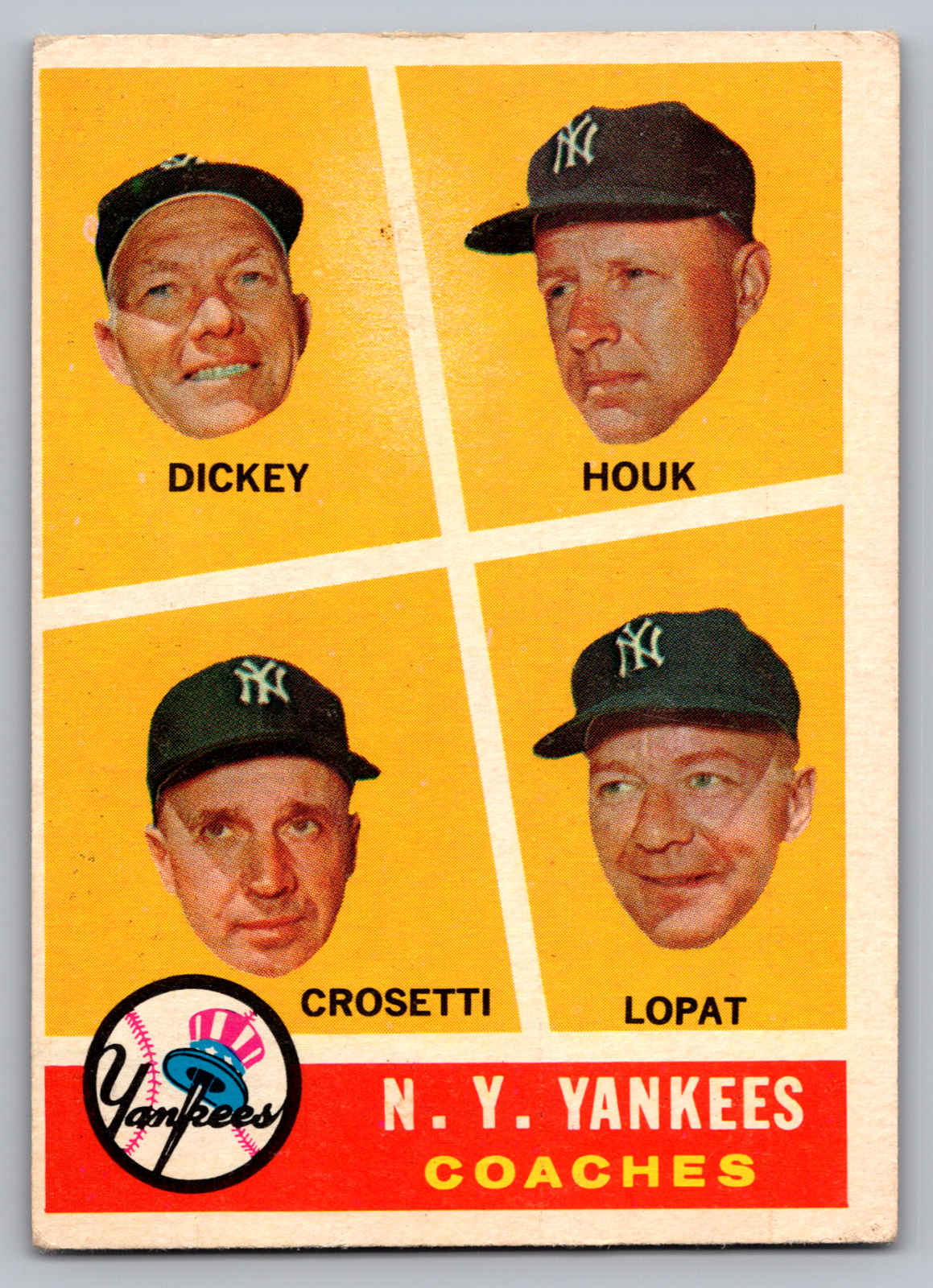 1960 Topps #465 Yankees Legends Crosetti Dickey Houk Lopat