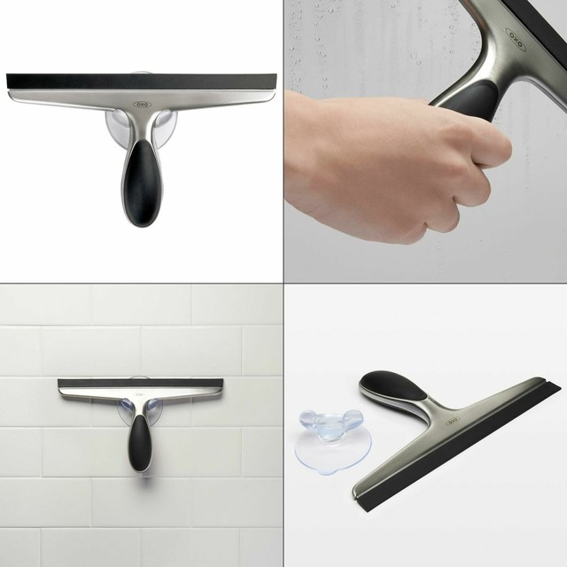 OXO GOOD GRIPS SLEEK STAINLESS STEEL SHOWER WINDOW SQUEEGEE FOR HOME OR