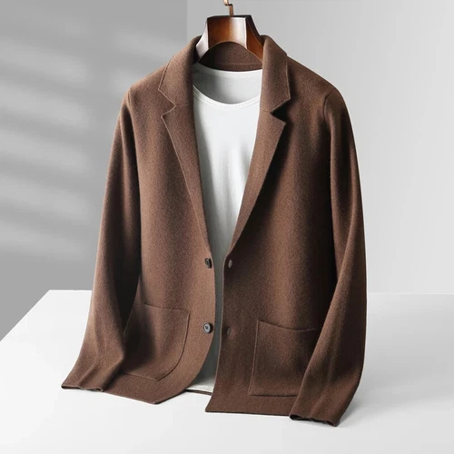 Herren Anzug Kragen Strickjacke Herbst Wolle Kaschmir Strick Jacke Pullover Mantel - Bild 11 von 25