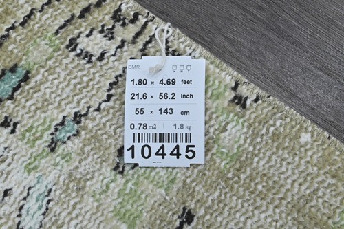 Vintage Turkish Runner Rug 2x5ft Wool Anatolian Handmade Hallway Oushak GREEN - Picture 9 of 9
