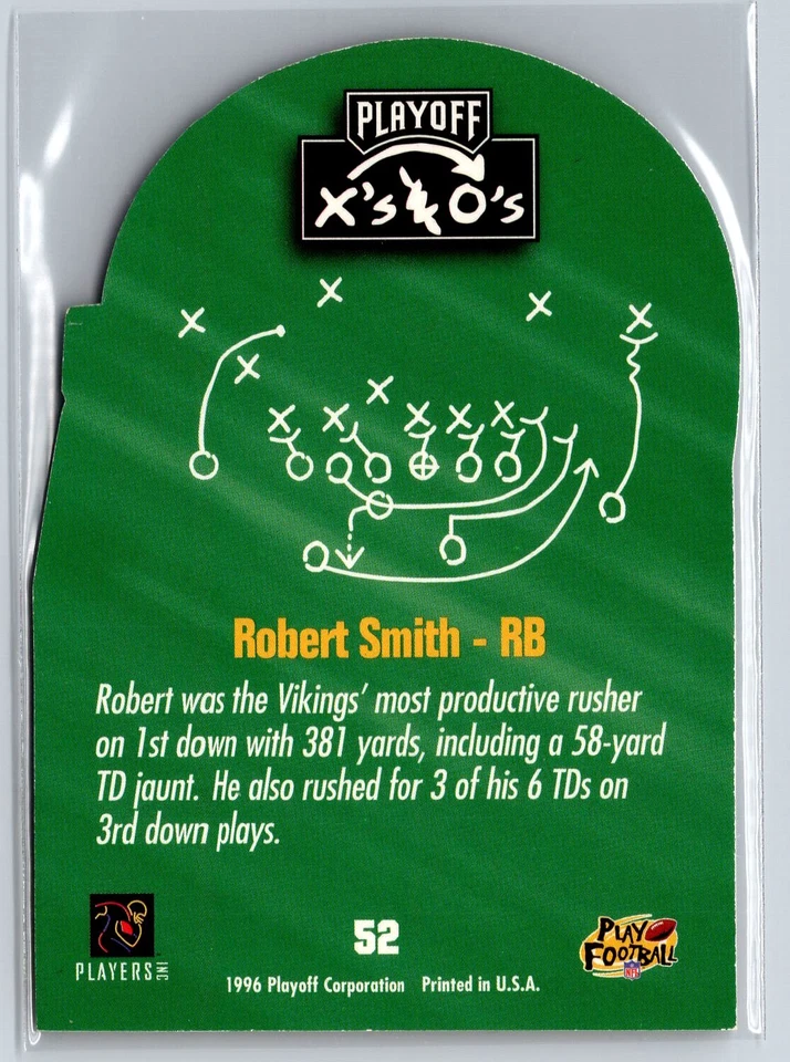 1996 Playoff Prime X's and O's  #52 Robert Smith - Image 2 of 2