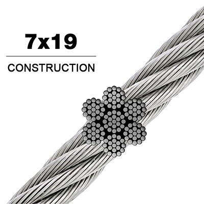304 Stainless Steel Cable Wire Rope 5/32'' 7x19 for DIY Decking Railing System