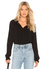 VELVET By Graham & Spencer Samantha Rayon Challis Blouse Black S $189 D24