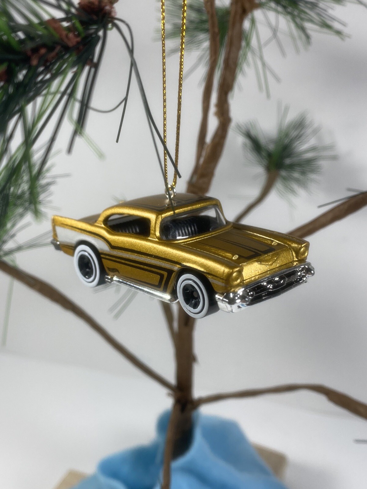 57 Chevy Custom Christmas Car Ornament 1/64 Die-cast Gold
